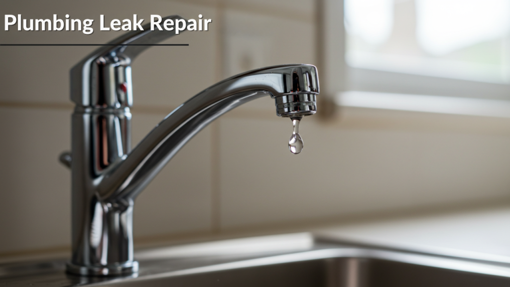 Close-up of dripping faucet symbolizing plumbing leak repair