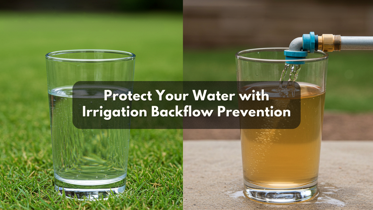 Safe water versus contaminated water concept illustrating the importance of irrigation backflow prevention.
