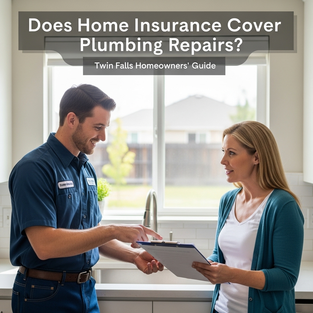 Does Home Insurance Cover Plumbing Repairs? — Twin Falls plumber consulting with homeowner about insurance coverage for plumbing repair.