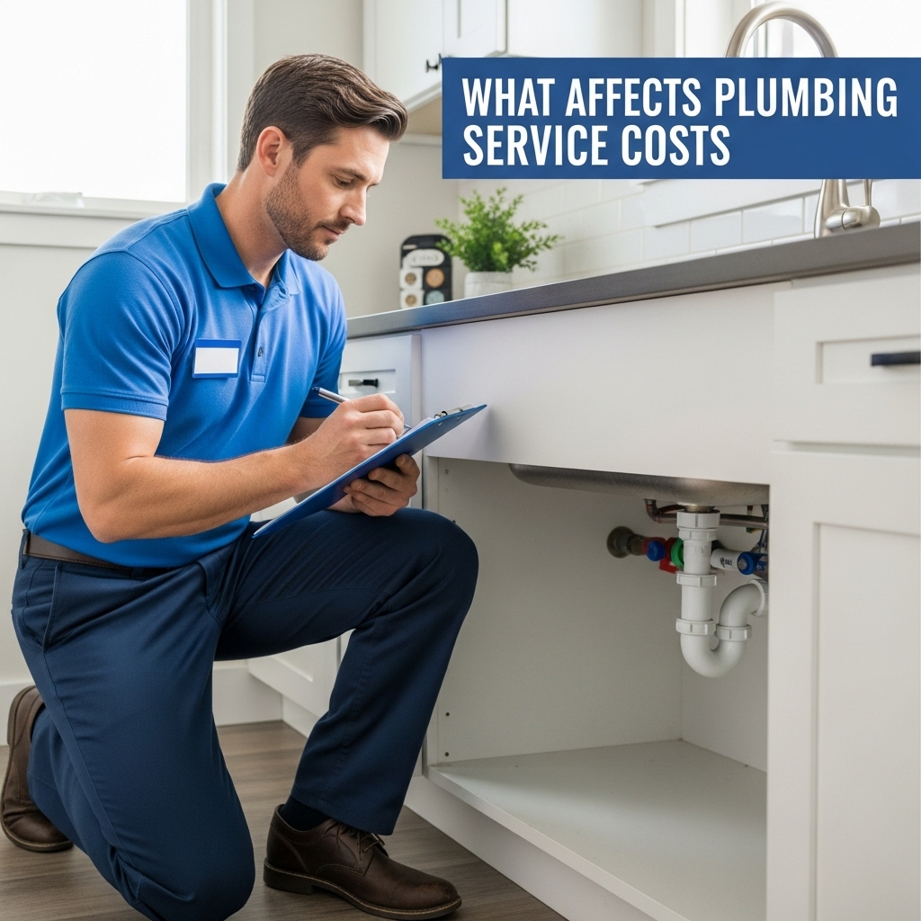 Twin Falls plumber inspecting pipes to explain plumbing service costs in Idaho homes.